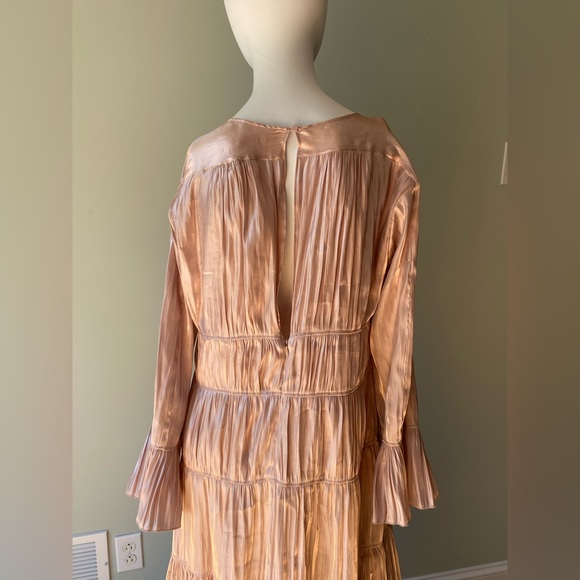 CINQ À SEPT Nina Tiered Satin Midi Dress 10 - Picture 7 of 9